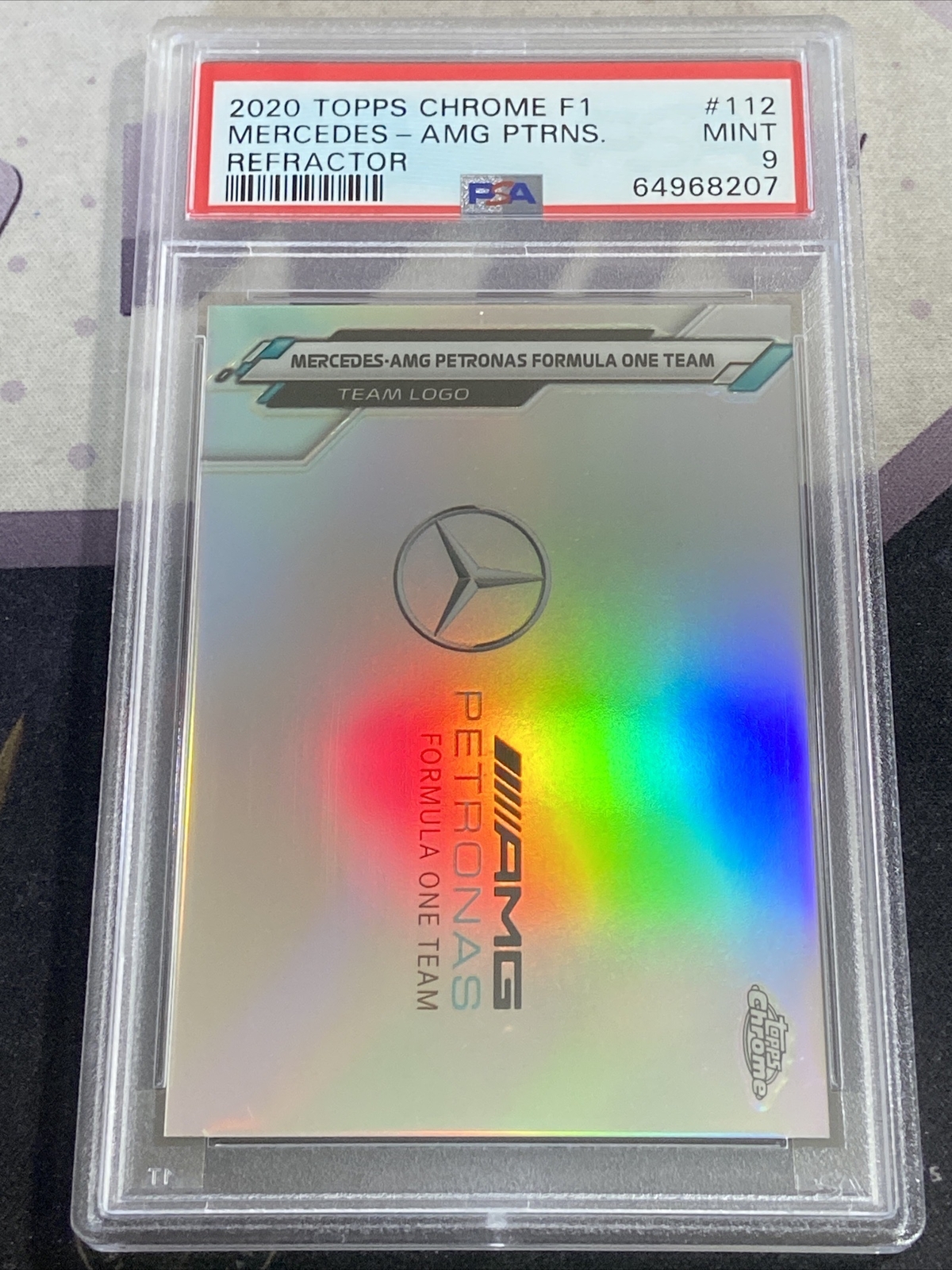 2020 Topps Chrome F1 #112 MERCEDES - AMG PETRONAS REFRACTOR PSA 9 MINT