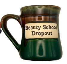 Tumbleweed Art Pottery Coffee Mug “Beauty School Drop Out” Teal Large 22oz Rare