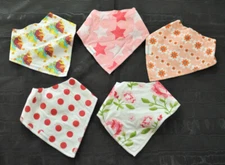 Baby Doulia drool bib pack of five two snap closure cotton front polyester back