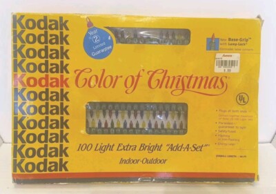 Vintage Kodak Color of Christmas Lights 100 Extra Bright Works Decor Blinks 46ft