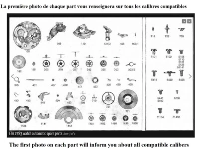 PIECES ORIGINAL PARTS ETA 2750 2763 2770 2772 2779 2782 2783 2784 2788 2789 NOS