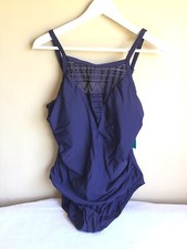 Brand New Womans Aqua Green Navy Blue Cutout One Piece Swimsuit XLarge 16-18