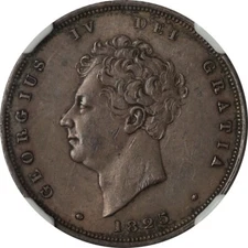 Great Britain 1825 George IV silver shilling Lion & Crown NGC AU55