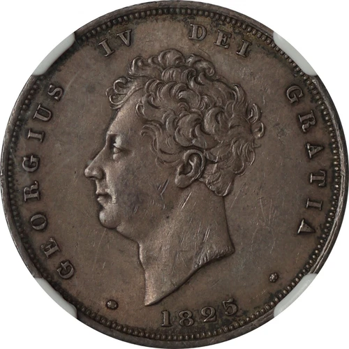 Great Britain 1825 George IV silver shilling Lion & Crown NGC AU55