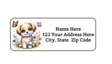 30 DOG WITH WILDFLOWERS PERSONALIZED RETURN ADDRESS LABELS 1 in X 2.625 in