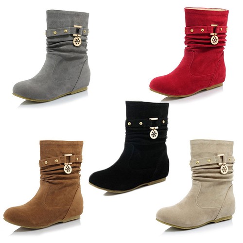 suede calf boots flat