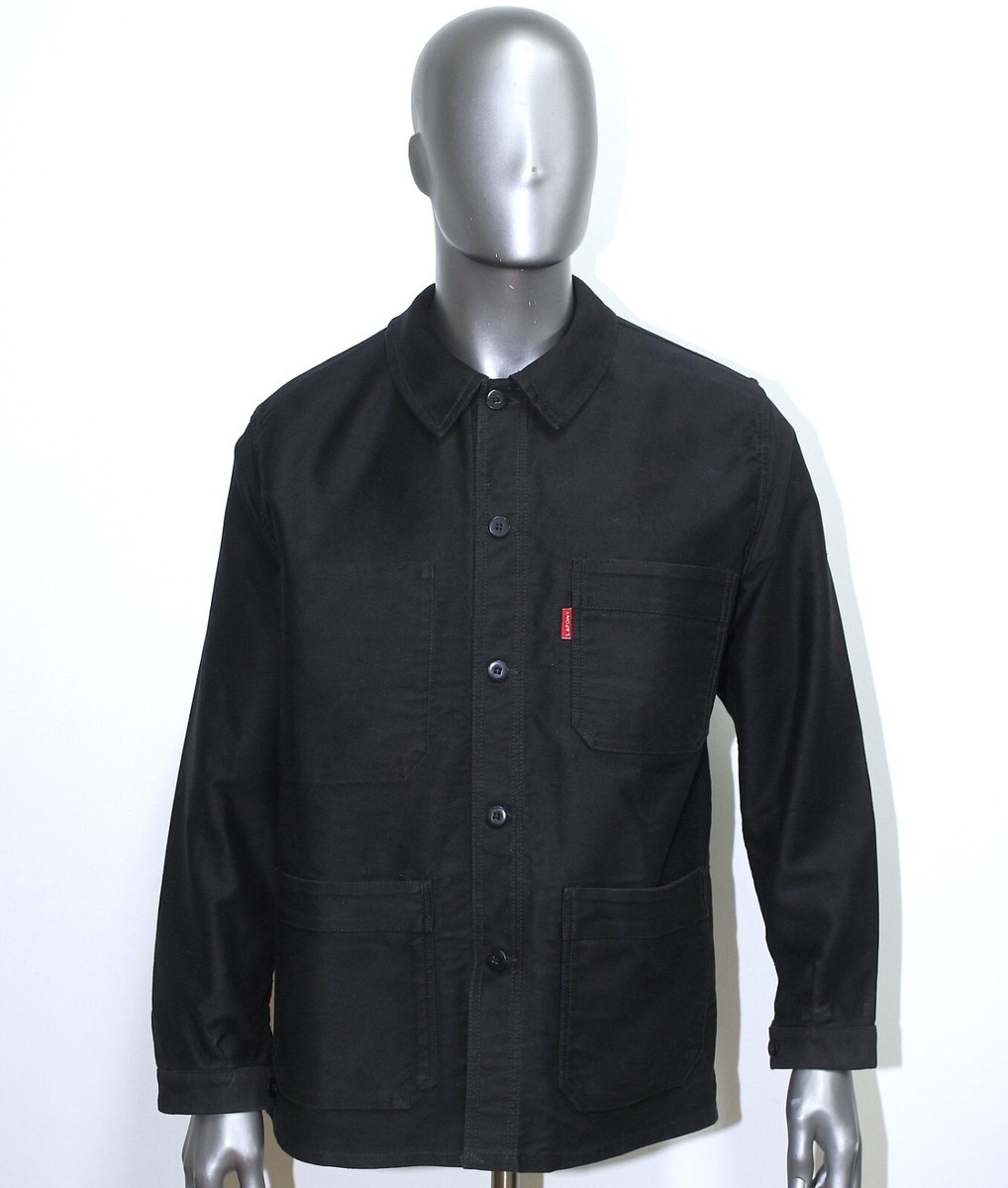 ジャケット・アウター 60s Adolphe Lafont French Work Moleskin New French Vintage Black Moleskin Work Chore Jacket ADOLPHE
