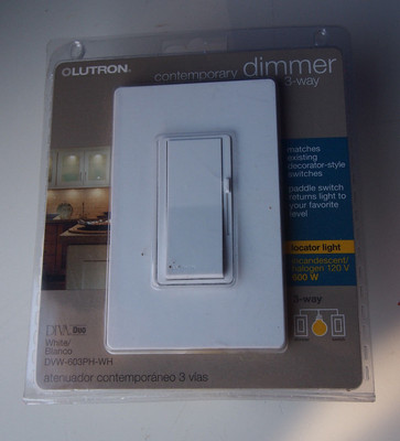 Lutron DVW603PH-WH Electronics Diva 3-Way Duo Dimmers, White, New, 
