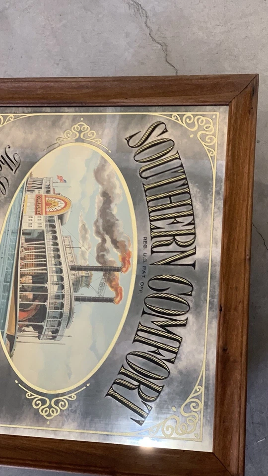 Letrero de bar con espejo Southern Comfort vintage barco fluvial Grand Drink of the South Foto 3 de 4