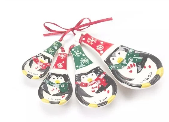 Penguin ceramic measuring spoons and cups