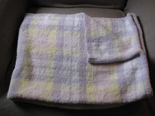 Katie Little Kidsline Pink Yellow Purple Plaid Chenille Mosaic Baby Blanket