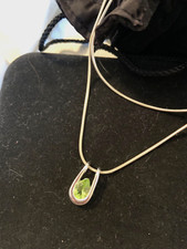Genuine Peridot Sterling Silver Necklace Stored Only Birthstone 6.5 TW Valentine