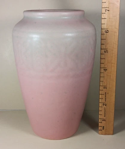Rookwood Art Pottery Vase, 1928 -Matte  Dusty Pink 2-Tone  Glaze Mission Era, 7"