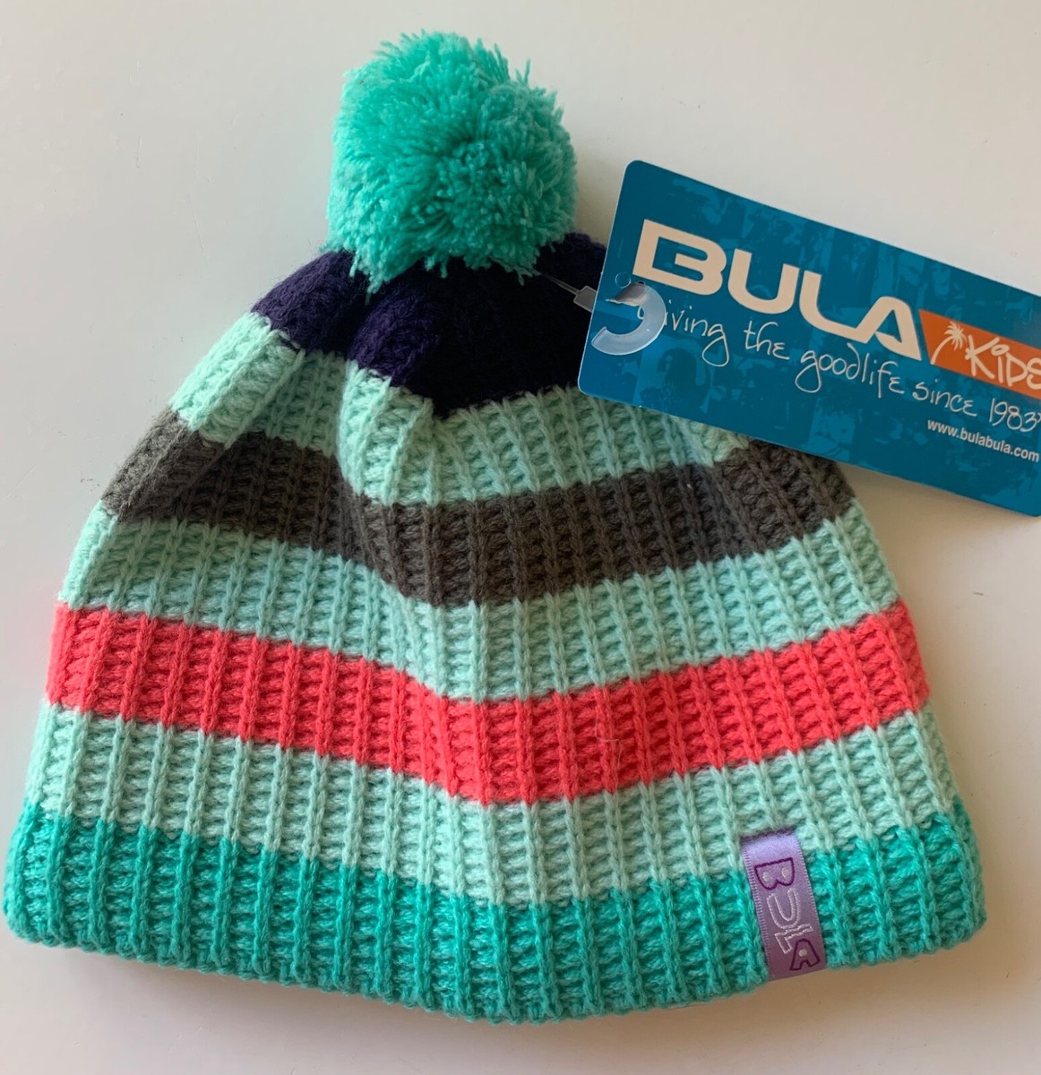 BULA Hat Kids Toddler STRIPE Knit Winter Beanie Polartec Fleece Headband NWT