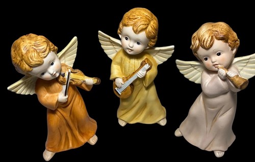 set of 3 HomCo angels instruments porcelain 6.5” Vintage - Picture 6 of 18