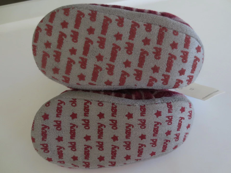 NUEVO Niño Niño Pequeño XSmall 5/6 2T ANTIGUO AZUL MARINO Vellón Rojo Gris Rayas Zapatillas 24 Meses Foto 3 de 3