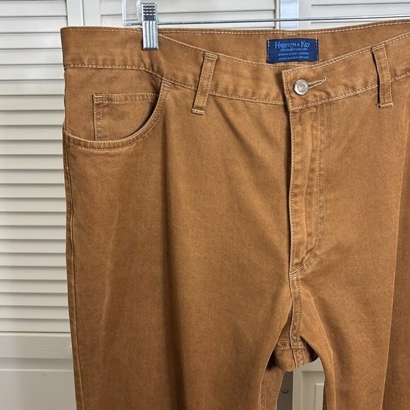Hilditch & Key Men's Tan Chino Straight Pants Tan Cotton Twill Size 40 image 4