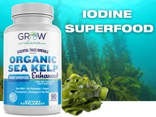 Iodine Supplement | Kelp Capsules, Thyroid Support - Vegan, NON-GMO,100% ORGANIC
