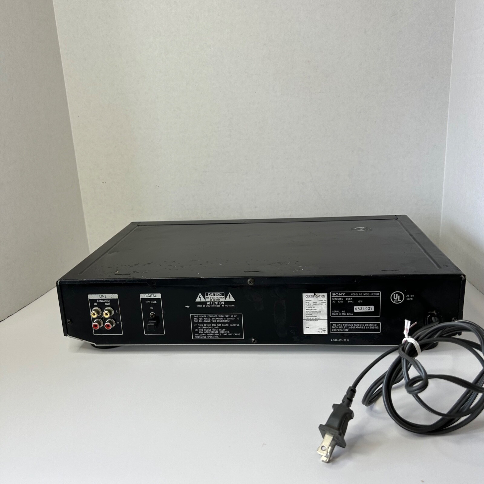 Sony MDSJE320 Mini Disc Deck Recorder MiniDisc Player NEEDS REPAIR No