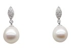 Sterling Silver White Pearl Pendant Earrings SET 18" Genuine Cultured Freshwater — photo 3