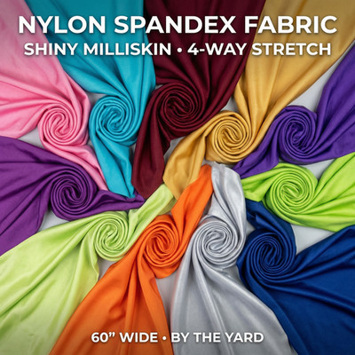 Premium Shiny Milliskin Nylon Spandex Fabric   4-Way Stretch | By The Yard