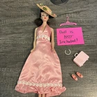 Vintage Barbie Clone Pink Satin Gown & Accessories Lot - 1960s Doll Clothes