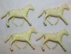 4 Original Marx Western Play Set Wagon Horses, 54mm
