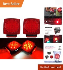 Waterproof Square Trailer Lights Kit Red Brake Stop Tail Running License Led...