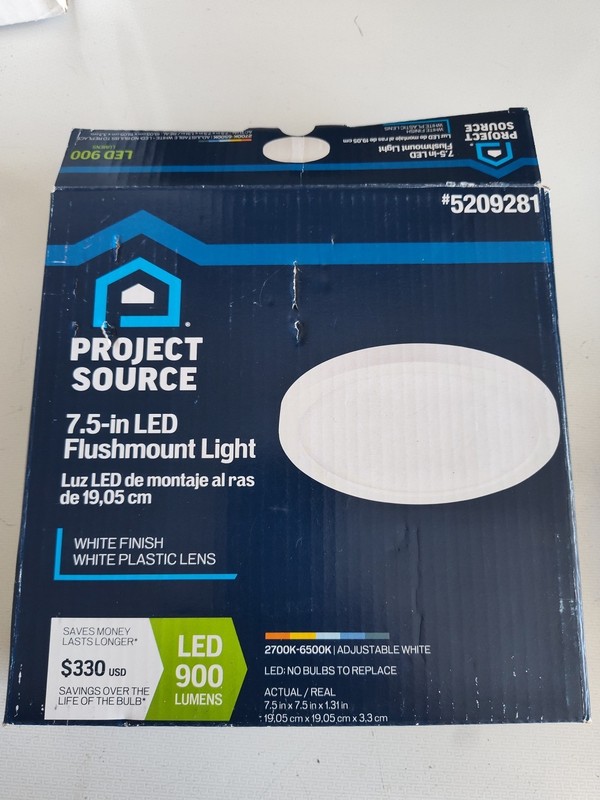  Project Source Flushmount LED 7.5" Round LED Cool White Color Light #5209281