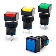  4-Pack Push Button Switch 5/8 inch 16mm, Momentary Square Cap, DC 12V SPDT 5 