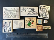 Rubber Stamp Lot of 10 Winter Mix Brands Vintage Combine Ship Stampin Up Hero 12