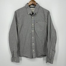 Abercrombie  Fitch Long Sleeve Button Shirt Men's L Gray Muscle Pocket Logo