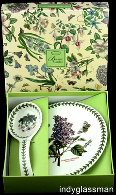 Portmeirion BOTANIC GARDEN 2 PC Garden Lilac Trivet & Spoon Set NWT MIB