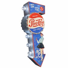 Pepsi-Cola Double-Sided Retro Vintage LED Marquee Sign 25.5" Metal Arrow Decor