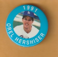 Orel Hershiser Los Angeles Dodgers 1991 Pinback Button Bowling Green State