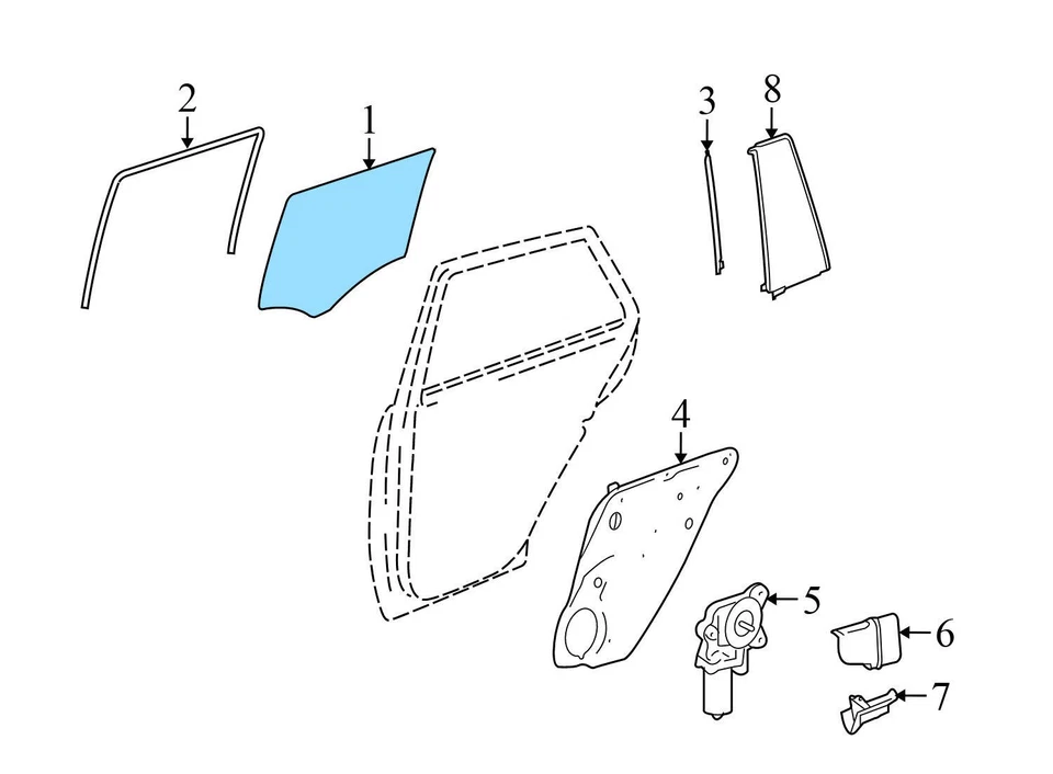2008-2012 MERCEDES-BENZ GL550 - REAR LEFT DOOR Window Glass 1647350910 - Image 2 of 4