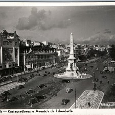 c1930s Lisbon, Portugal Sharp RPPC Liberty Ave Cars Nosferatu Movie Theatre A9
