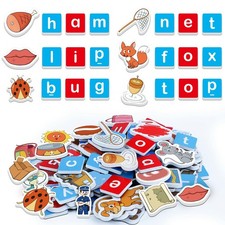 Kasfalci Magnetic Letters  CVC Word Games, Phonics Small, Multi-colored