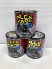 Flex Seal Tape TFSBLKR0405 4" x 5' Black Rubberized Waterproof  Lot Of 3 Rolls!!