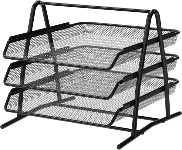 Dokumentenablage Aus Metall, 3 FäCher, Schwarz - Briefablage Dokumenten-Organize-image