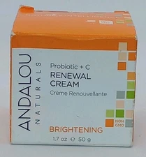 NIB Andalou Naturals Probiotic + C Renewal Cream Brightening 1.7 oz/50 g