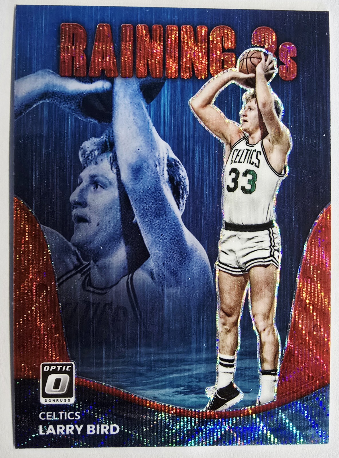 2022-23 Donruss Optic Larry Bird #18 Raining 3s Red Wave Prizm
