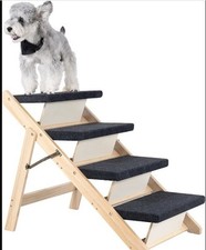 Pet Cat Dog Stair Ramp Adjustable Folding Wooden Ramp Steps for Bed Car Ladder