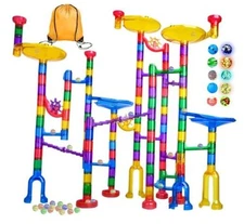  Marble Run - 132Pcs Marble Maze Game Building Toy 132pcs with Glowing Marbles