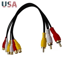 3 RCA Male Jack to 6 RCA Female Audio Video Av Adapter Cable For DVD CD Player Y