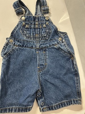 Vintage Lil' 66 Baby Classic Denim Overall Shorts Size 12 Months