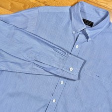 Turnbull Asser Bespoke 17 Blue Stripe Oxford Button Down Shirt Made in England