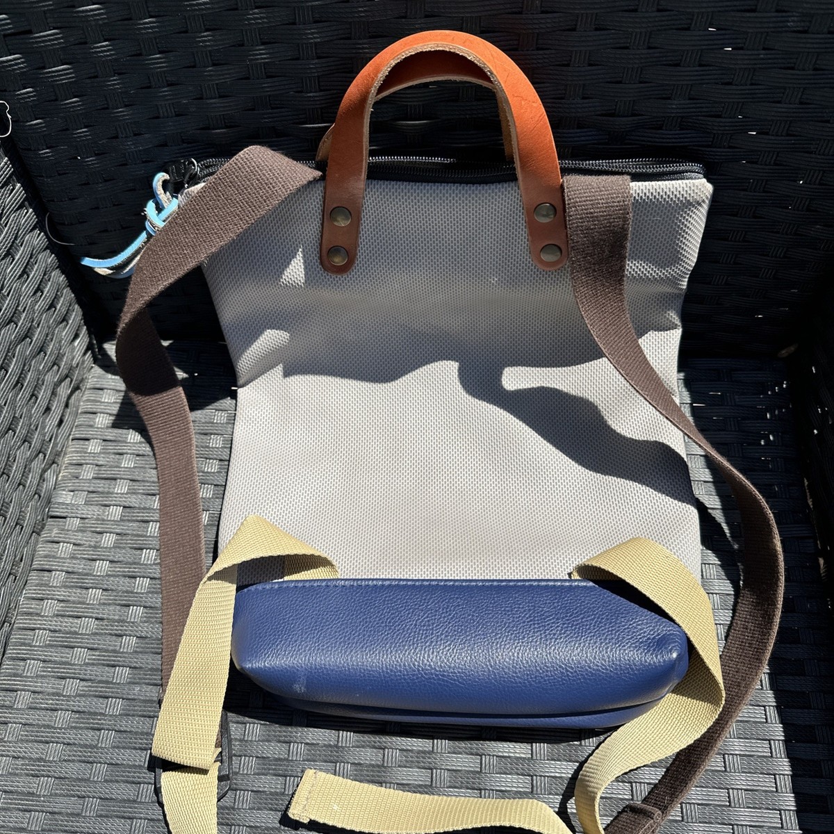 Daniel Chong blue green orange backpack Daniel Chong Neutrals Waterproof Iconic Book Holder Backpack  main image 4