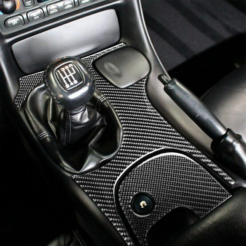 Pegatina de cubierta de panel de cambio de marchas de fibra de carbono para Corvette C5 1998-2004 3 piezas Foto 4 de 4