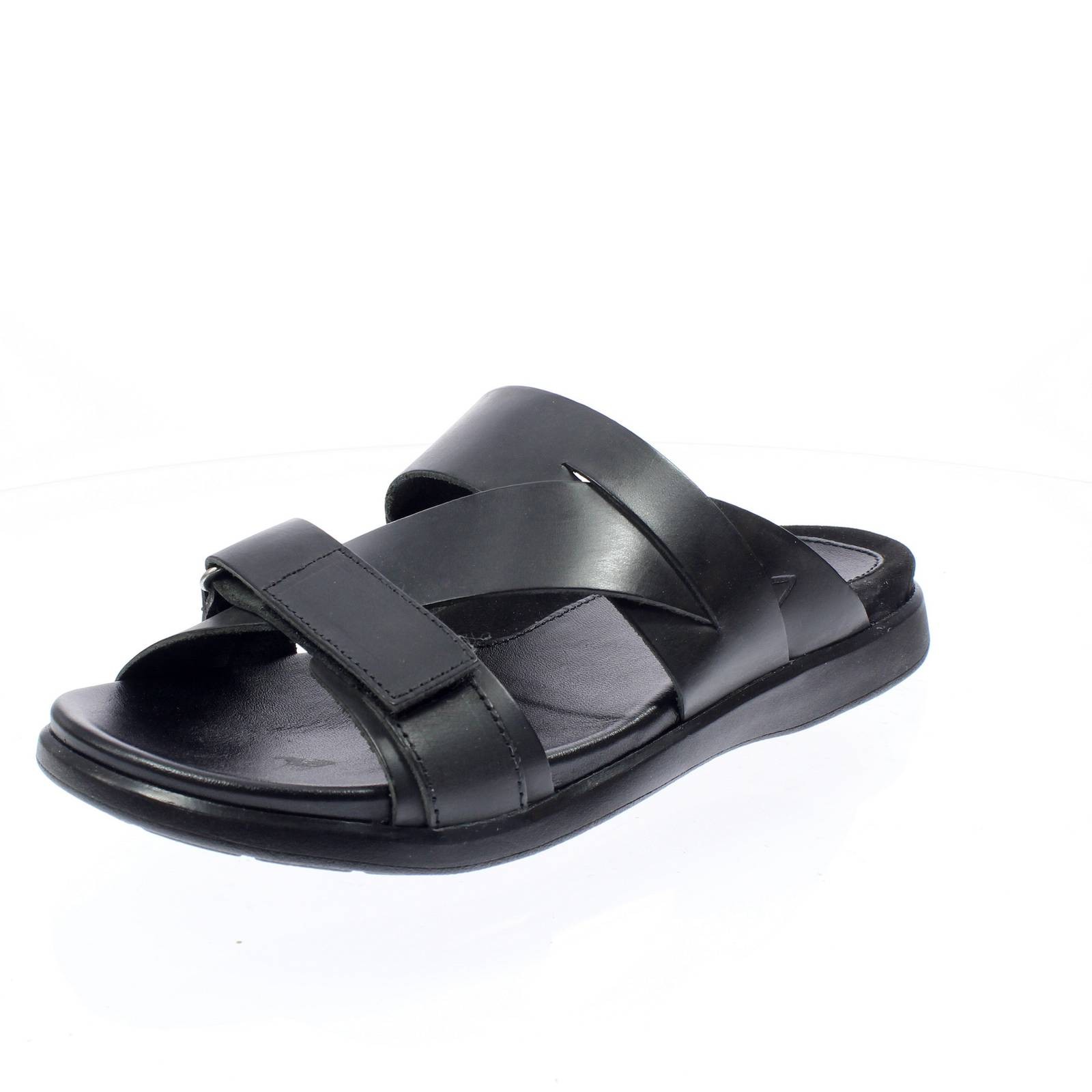 Valleverde Leder Hausschuhe mit schwarzem Riemchen - Gre 44 281 cm Herrenschuhe 12490₽